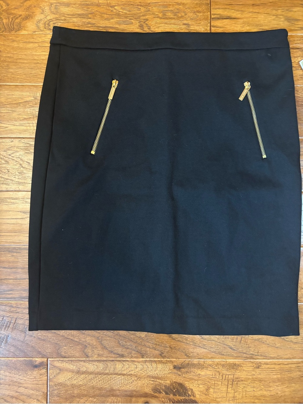 Michael Kors Black Pencil Skirt with Gold Zipper Detail